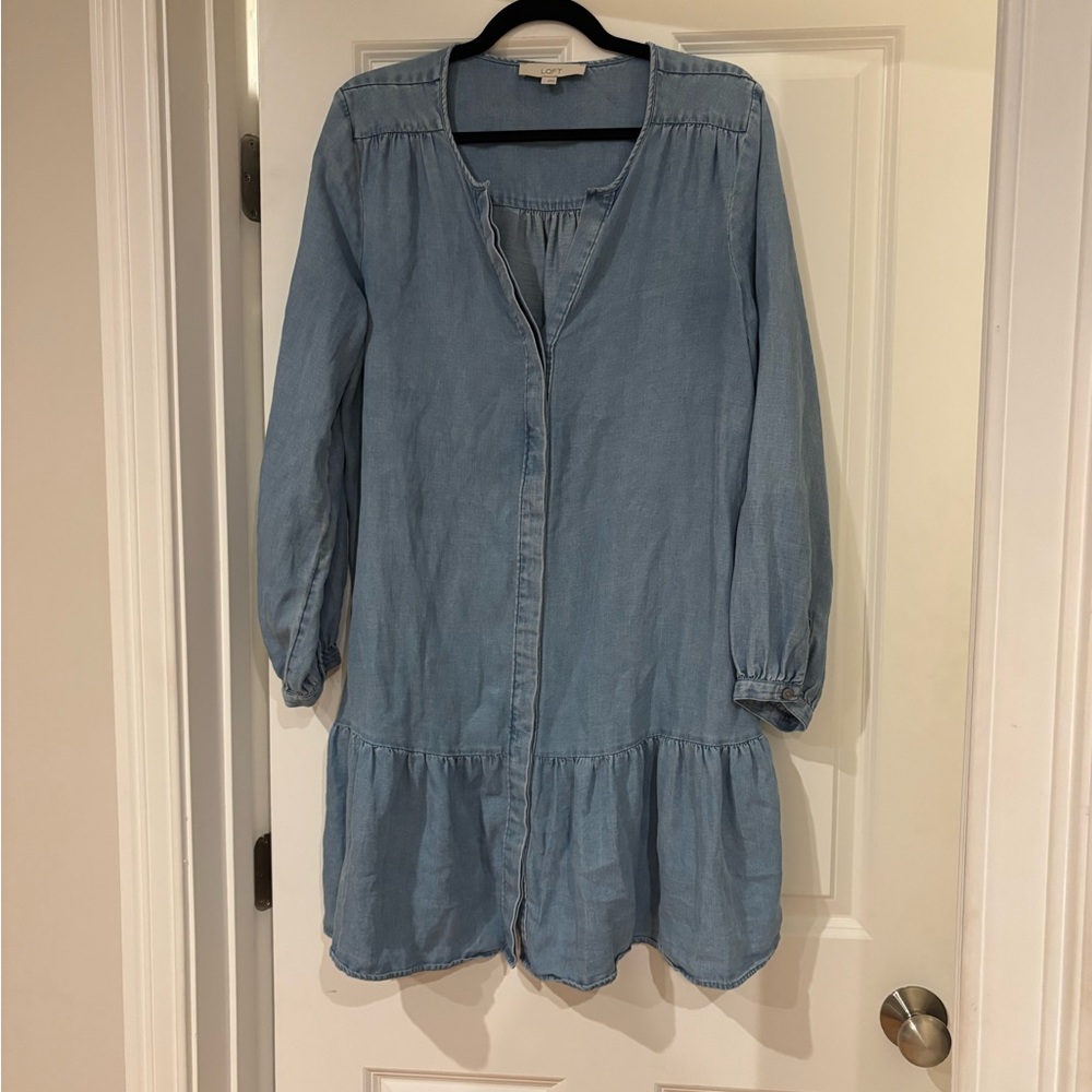 Loft Chambray Flounce Dress